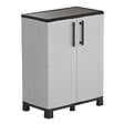 INTEC - Meuble de rangement 2 portes 2 Etagères Gris 68 x 37 x 90cm Armoire de rangement basse - vignette
