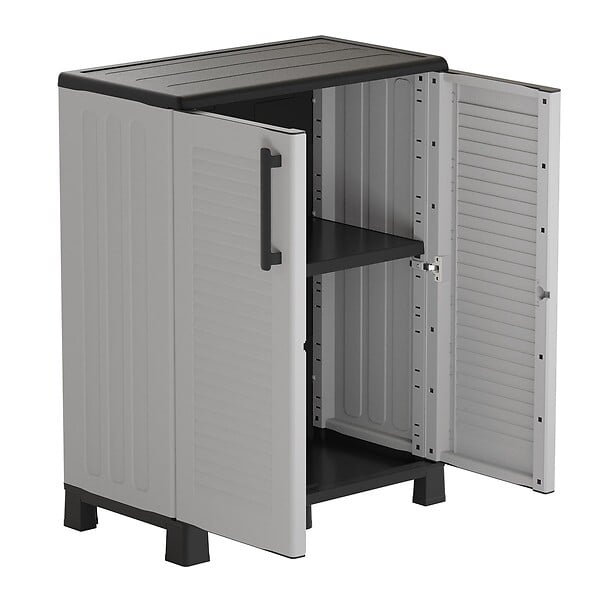 ARTPLAST - Armoire de rangement 2 portes Gris 68x37x90cm - Meuble de rangement Garage Maison Terrasse - large