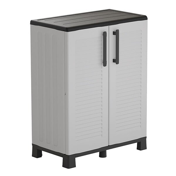 ARTPLAST - Armoire de rangement 2 portes Gris 68x37x90cm - Meuble de rangement Garage Maison Terrasse - large
