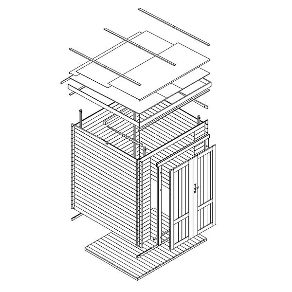 TIMBELA - Abri de Jardin en Bois 3,53 m² TIMBELA M309F1+M309G - large