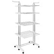 TECTAKE - Séchoir à linge tour pliable 4 étages en métal blanc gris chrome roulettes 125x63x179 cm - vignette
