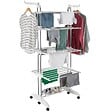 TECTAKE - Séchoir à linge tour pliable 4 étages en métal blanc gris chrome roulettes 125x63x179 cm - vignette