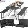 TECTAKE - 8 Places ensemble de table de camping pliable résistant aux intempéries gris anthracite compact verrouillage sécurité - vignette
