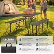 TECTAKE - 8 Places ensemble de table de camping pliable résistant aux intempéries gris anthracite compact verrouillage sécurité - vignette
