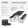 TECTAKE - 8 Places ensemble de table de camping pliable résistant aux intempéries gris anthracite compact verrouillage sécurité - vignette