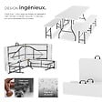 TECTAKE - 8 Places ensemble mobilier de camping pliable résistant aux intempéries blanc compact en polyéthylène acier 180 x 70 x 74 cm - vignette