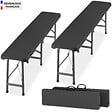 TECTAKE - 2 Bancs de camping pliables places gris anthracite compact serrure sécurité robustes acier thermolaqué et plastique 180 x 27,5 x 42 cm - vignette