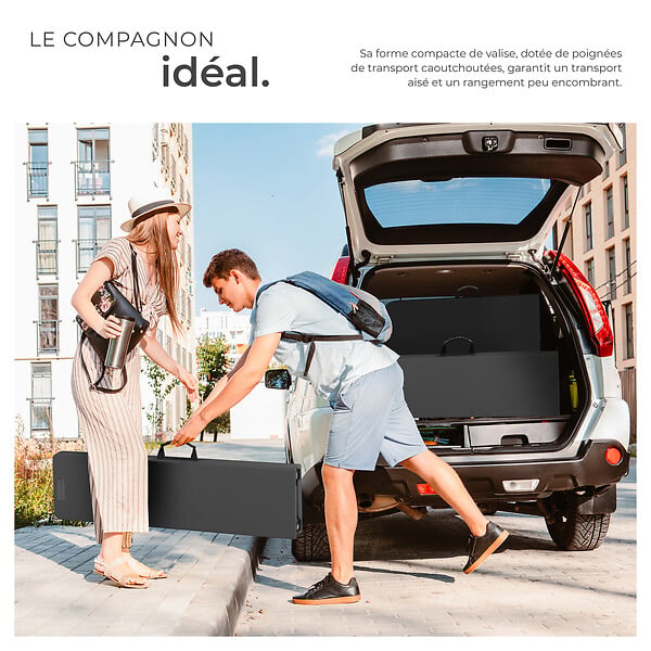 TECTAKE - 2 Bancs de camping pliables places gris anthracite compact serrure sécurité robustes acier thermolaqué et plastique 180 x 27,5 x 42 cm - large