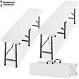 TECTAKE - Lot 2 bancs pliants camping blanc en aluminium charge 500 kg pliables compacts avec mallette - vignette