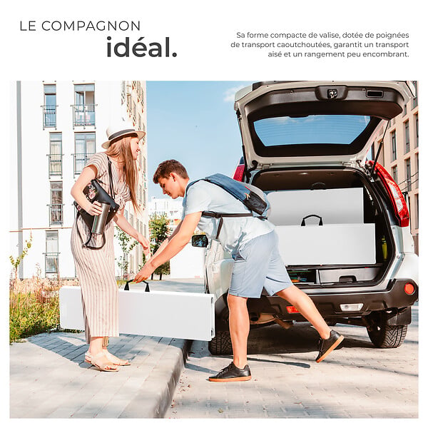TECTAKE - Lot 2 bancs pliants camping blanc en aluminium charge 500 kg pliables compacts avec mallette - large