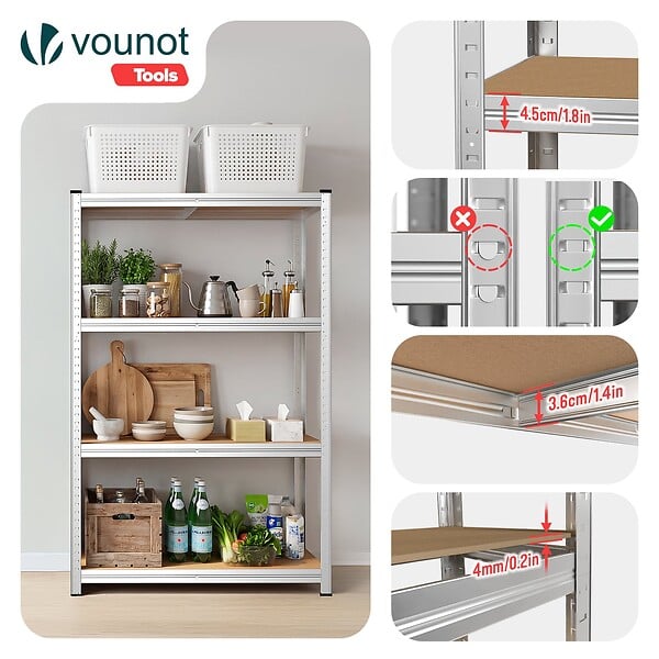 VOUNOT - Etagères de rangement charge lourde robuste à 4 niveaux 80x40x160cm - large