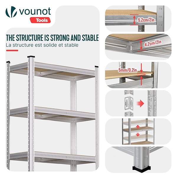 VOUNOT - Etagères de rangement charge lourde robuste à 5 niveaux 70x30x150cm - large
