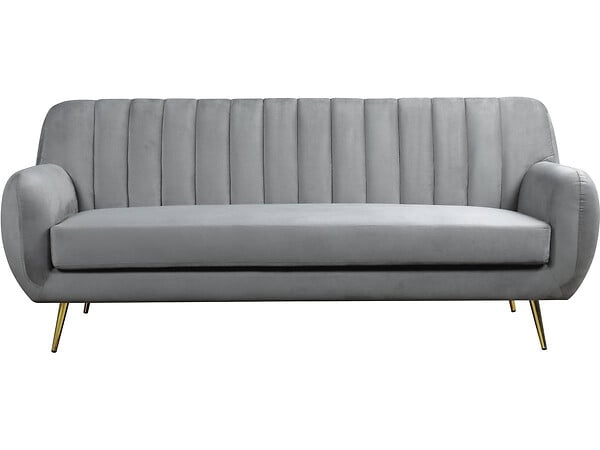 HABITAT ET JARDIN - Canapé fixe en velours "Evans" - 195 x 84 x 82 cm - 3 places - Gris - large