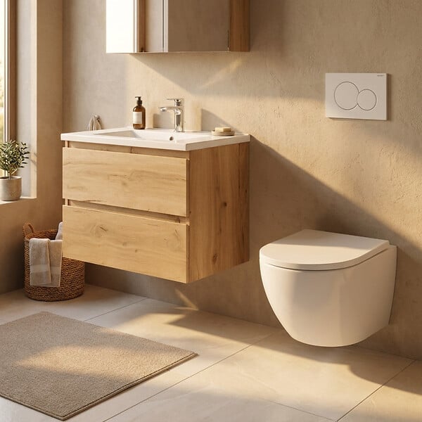 GEBERIT - Pack WC Bati-support Geberit Duofix + WC sans bride Swiss Aqua Technologies + abattant SoftClose + plaque blanche - large