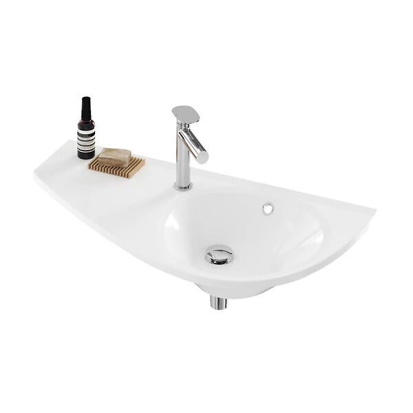 RAVAK - Lavabo asymétrique gain de place Ravak Avocado Comfort 85 x 45 cm, blanc (AVUM01L) - large