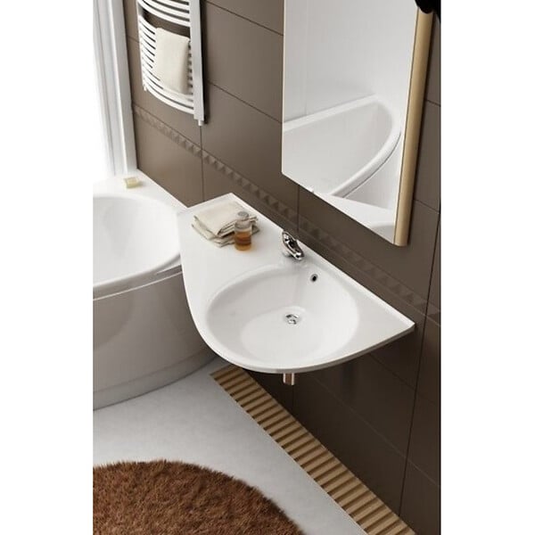 RAVAK - Lavabo asymétrique gain de place Ravak Avocado Comfort 85 x 45 cm, blanc (AVUM01L) - large