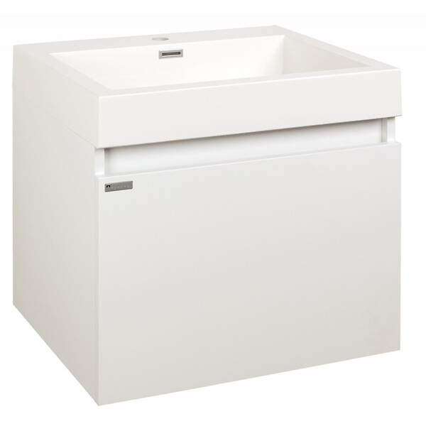 NATUREL - Meuble de salle de bain suspendu 60 x 48 cm avec vasque, blanc brillant, Verona (VERONA60WH) - large
