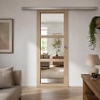 GD MENUISERIES - Porte Coulissante bois Ayous Vitrage transparent H204 x L83 cm, Rail Alu, Coquilles - vignette