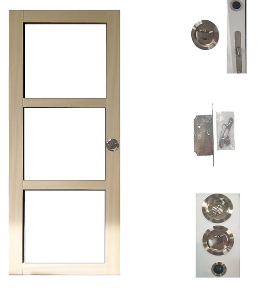 GD MENUISERIES - Porte Coulissante bois Ayous Vitrage transparent H204 x L73 cm, serrure condamnation - large