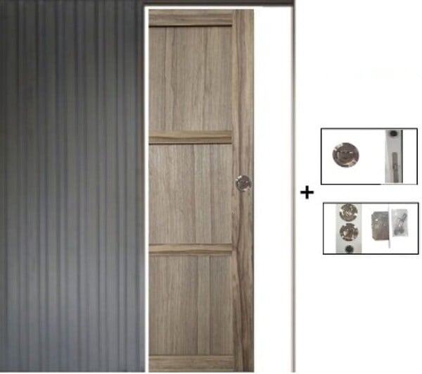 GD MENUISERIES - Porte Coulissante bois Frake 3 Panneaux H204 x L73 cm, Galandage - large