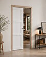GD MENUISERIES - Porte Coulissante Korya Blanc 3 panneaux H204 x L83 cm, Galandage, kit de finition - vignette