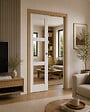 GD MENUISERIES - Porte Coulissante Kenya Blanc Vitrage transparent H204 x L83 cm, Galandage, kit finition - vignette