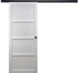 GD MENUISERIES - Porte Coulissante Tamera blanc 4 panneaux H204 x L63 cm, Rail Alu bandeau noir, Coquilles - vignette