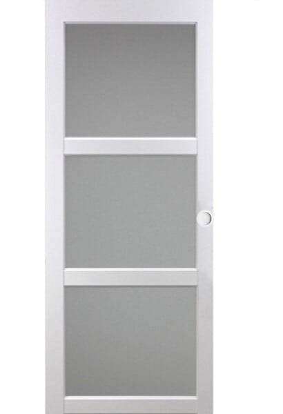 GD MENUISERIES - Porte Coulissante Kenya Blanc Vitrée H204 X L83 cm, Coquilles Blanc - large