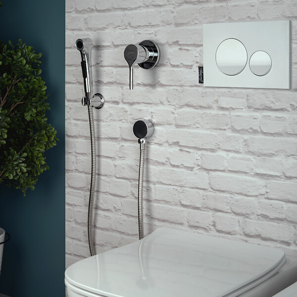 JACOB DELAFON - Douchette WC Elate chromée + support + flexible - large