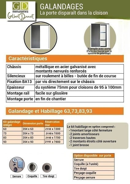 GD MENUISERIES - Porte Coulissante bois Frake Vitrée H204 x L83 cm, Galandage - large