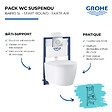 GROHE - Pack WC suspendu sans bride Start Round Ceramic  + Bati support hauteur réduite universel mur-sol + Plaque carré chromé - vignette