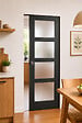 GD MENUISERIES - Porte Coulissante Telia Noir Vitrée H204 x L73 cm, Galandage - vignette