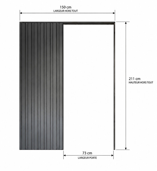 GD MENUISERIES - Porte Coulissante bois Frake Vitrée H204 x L73 cm, Galandage - large