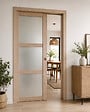 GD MENUISERIES - Porte Coulissante bois Frake Vitrée H204 x L83 cm, Galandage, kit de finition - vignette