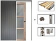 GD MENUISERIES - Porte Coulissante bois Frake Vitrée H204 x L83 cm, Galandage, kit de finition - vignette