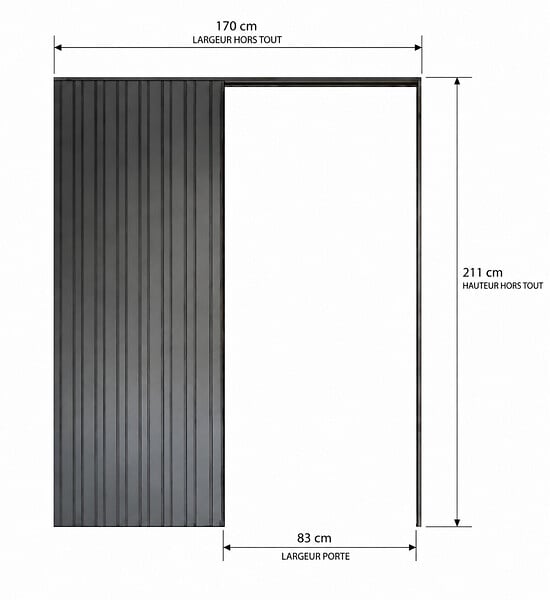 GD MENUISERIES - Porte Coulissante bois Frake Vitrée H204 x L83 cm, Galandage, kit de finition - large