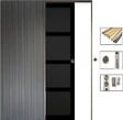 GD MENUISERIES - Porte Coulissante Telia noir 4 panneaux H204 x L83 cm, Galandage, kit finition - vignette
