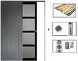 GD MENUISERIES - Porte Coulissante Telia Noir Vitrée H204 x L83 cm, Galandage, kit de finition - vignette