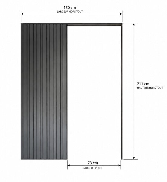 GD MENUISERIES - Porte Coulissante Telia Noir Vitrée H204 x L73 cm, Galandage, kit de finition - large