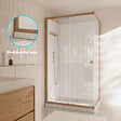 AURLANE - Cabine de Douche Rectangle 110x80x200/230cm Effet Bois et Fonds Blancs - Receveur Bas - vignette