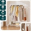 VOUNOT - Portant a Vetements avec etagere Chaussures 8 Crochets Lateraux 110x41x147cm metal Blanc - vignette