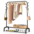 VOUNOT - Portant a Vetements avec etagere Chaussures 8 Crochets Lateraux 110x41x147cm metal Noir - vignette