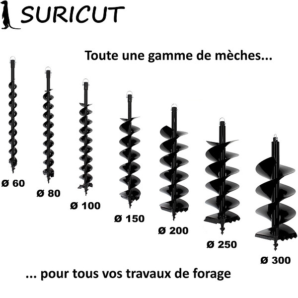 SURICUT - Mèche SEMI-PROFESSIONNELLE Ø 150 mm pour tarière thermique - large