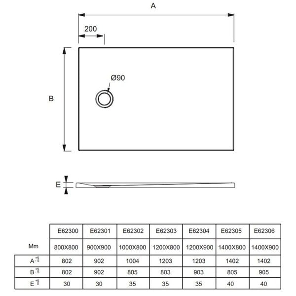 JACOB DELAFON - Receveur de douche 140 x 90 Ipso rectangle blanc - large