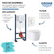 GROHE - Pack WC suspendu sans bride Start Round Ceramic  + abattant frein de chute + Bâti-support mur + Plaque blanc alpin - vignette