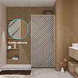 AURLANE - Paroi de douche 90x200 HINATA - Style Japandi Geometrique - Cadre Effet Bois - Verre 6mm - vignette