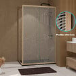 AURLANE - Porte de Douche Coulissante avec Retour 120x90x200cm Style Japandi Arrondi - Cadre Effet Bois - vignette