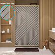 AURLANE - Porte de douche 120 coulissante HINATA - style Japandi géométrique - Cadre effet Bois - Verre 6mm - vignette