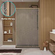 AURLANE - Paroi de douche 120 x 200 HINATA style Japandi courbes douces - Cadre effet Bois - Verre 6mm - vignette