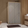 AURLANE - Porte de Douche Coulissante avec Retour 120x90x200cm Style Japandi Géométrique - Cadre Effet Bois - vignette